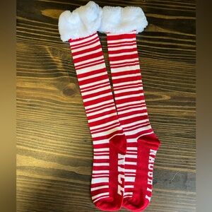 Red and White Striped Knee-High Socks